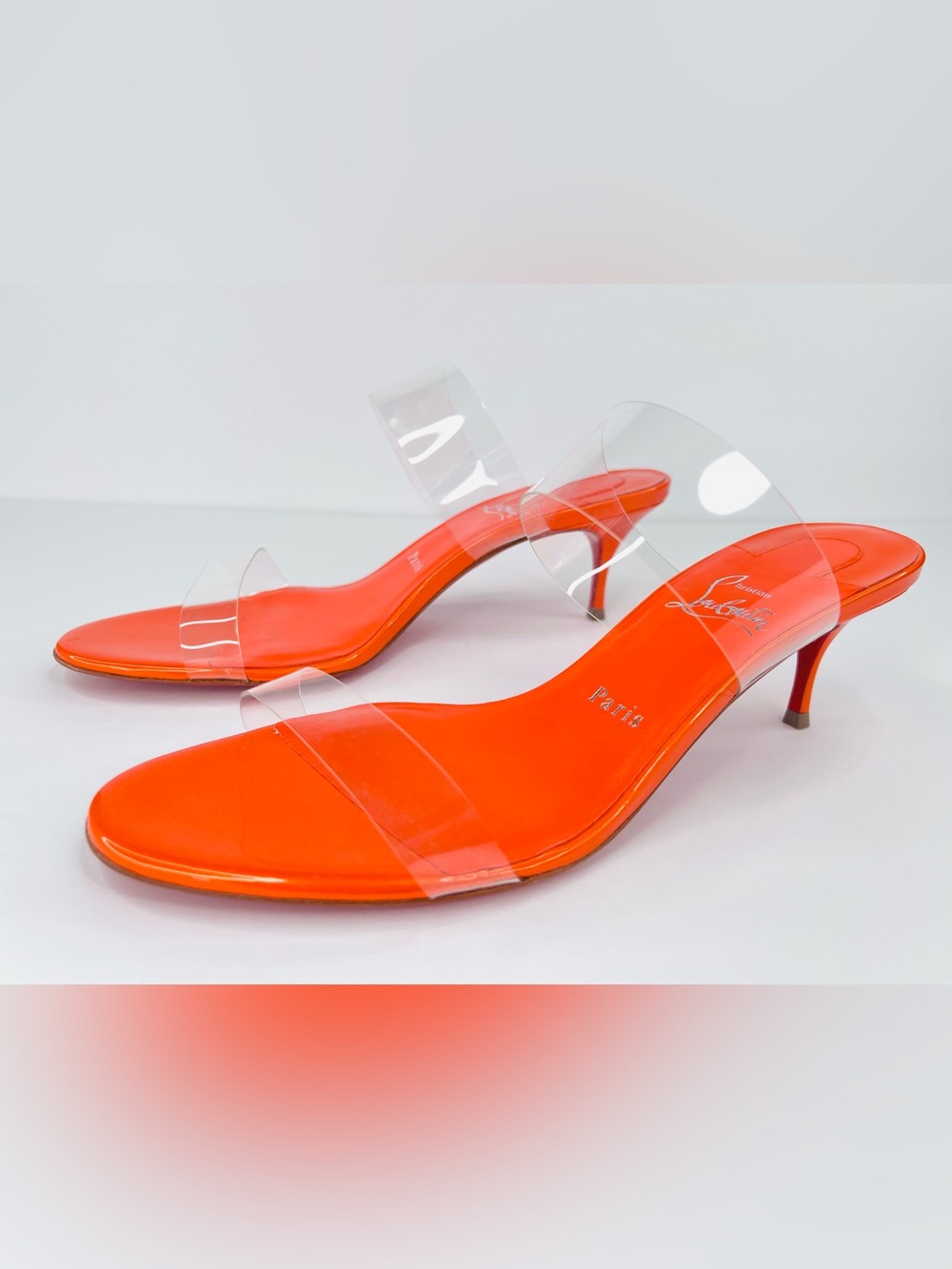 Christian Louboutin Just Nothing 55mm PVC Mules Patent Leather Pumps Size EU 40